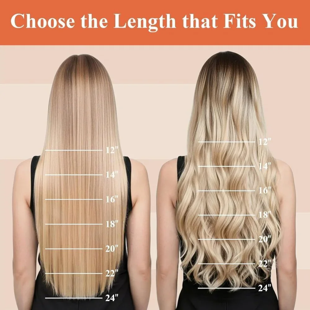 Human Hair Extensions Golden Blonde 18 Inch Clip-in Invisible Wire Versatile